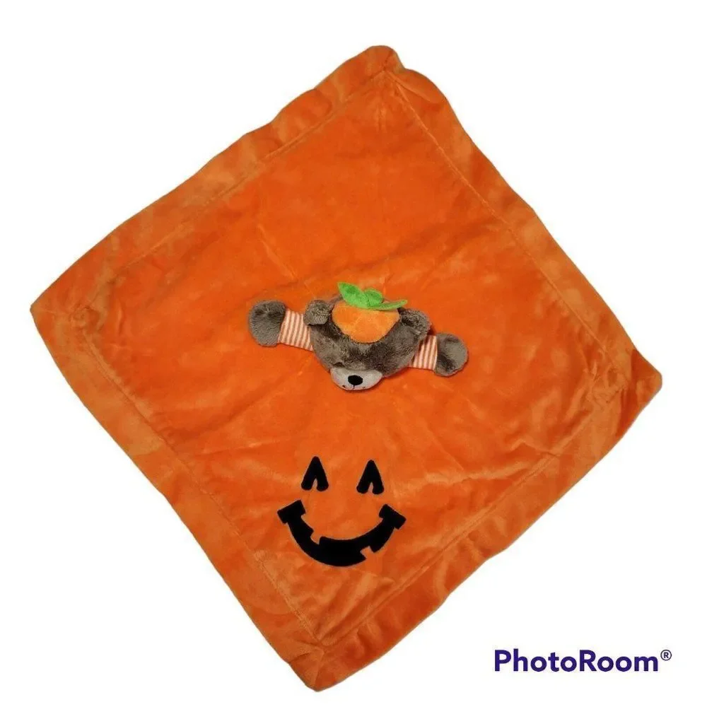 Carters Halloween Baby Lovey Rattle Security Blanket Pumpkin Bear‎
